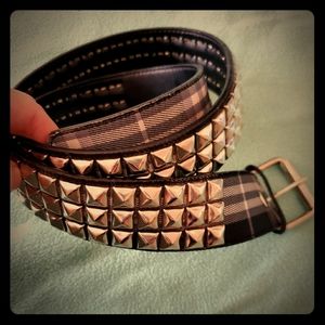 Blue Plad Studded Belt